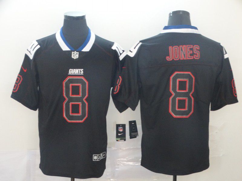 Men New York Giants 8 Jones Black Nike Lights Out Black Color Rush Limited Jersey